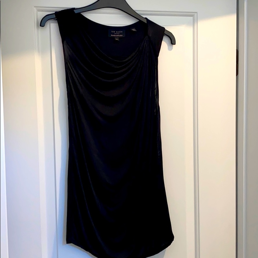 Ted Baker Black Sleeveless Drape Top Blouse